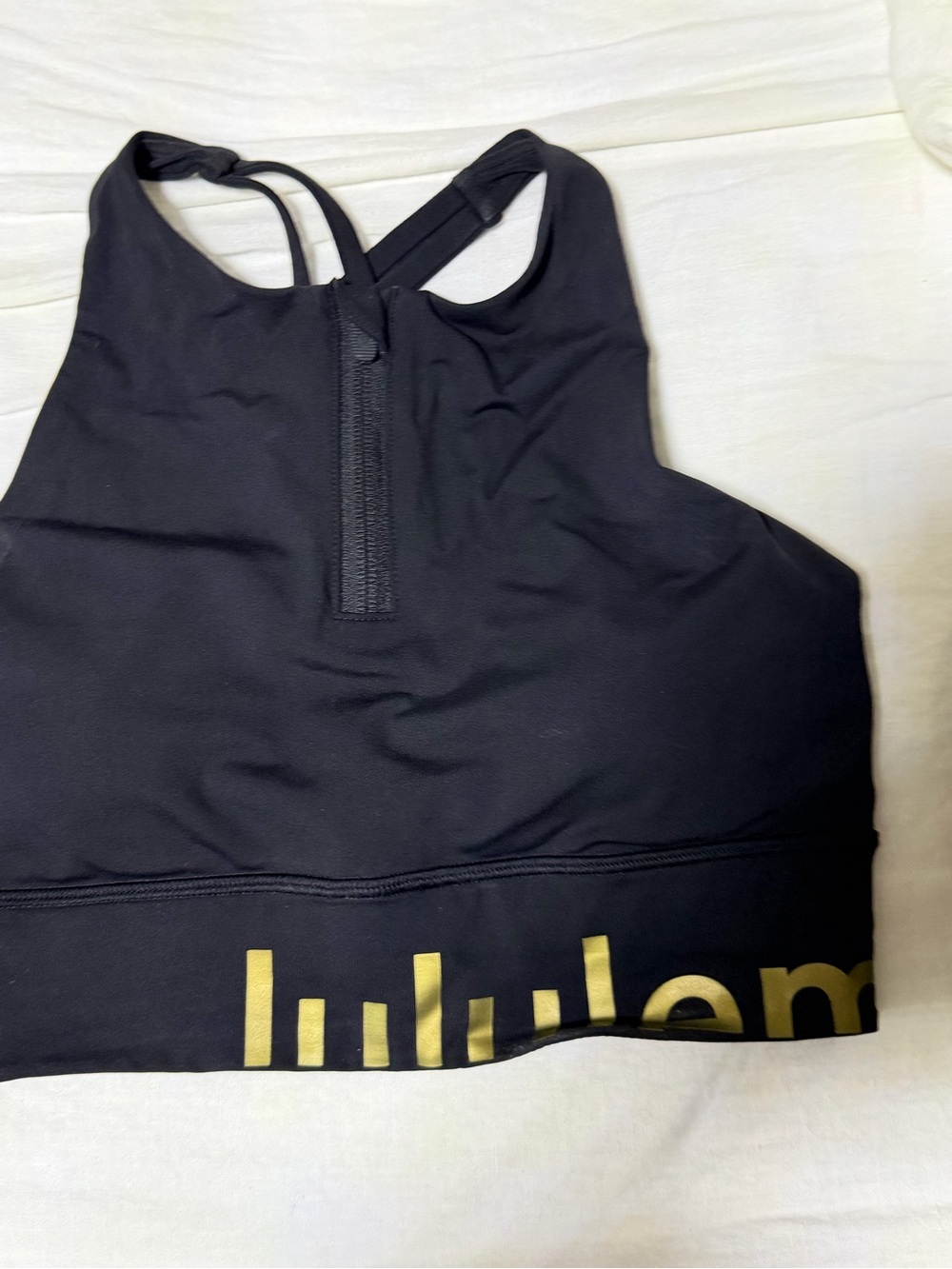 Lululemon Black Sports Bra with Gold Logo size 8
